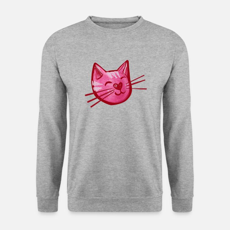 Rosa Kätzchen Katze - Unisex Pullover - Weißgrau meliert