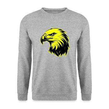 Adler Kopf Porträt Symbol - Unisex Pullover - Weißgrau meliert - Vorne - Alina (178cm) & Michal (187cm)