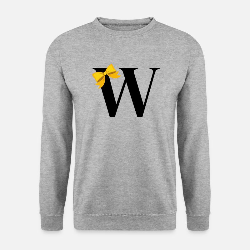 Buchstabe mit gelber Schleife - Unisex Pullover - Weißgrau meliert