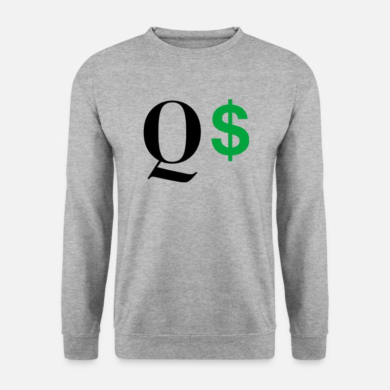 Buchstabe q dollar - Unisex Pullover - Weißgrau meliert