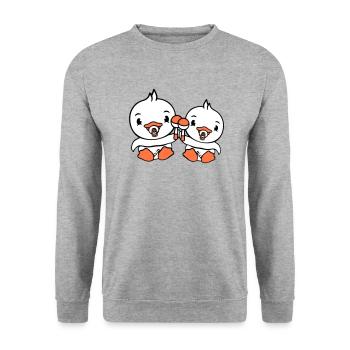 2 canards bébés bébé enfants sucette lange hochet - Sweat-shirt Unisexe - gris chiné - Devant - Alina (178cm) & Michal (187cm)