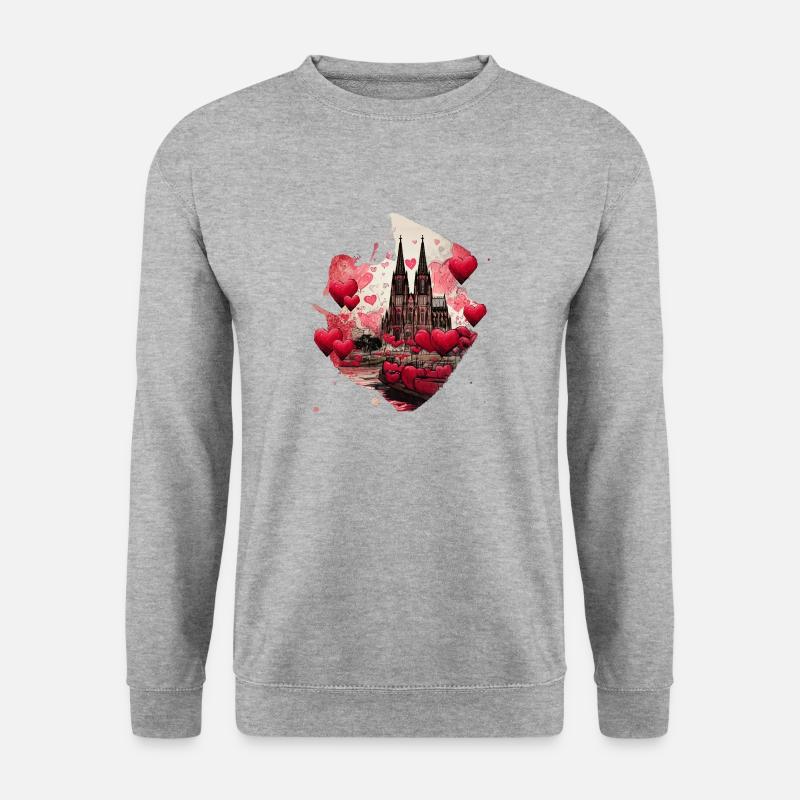 kölner dom,dom,koeln,herzen,malerei - Unisex Pullover - Weißgrau meliert