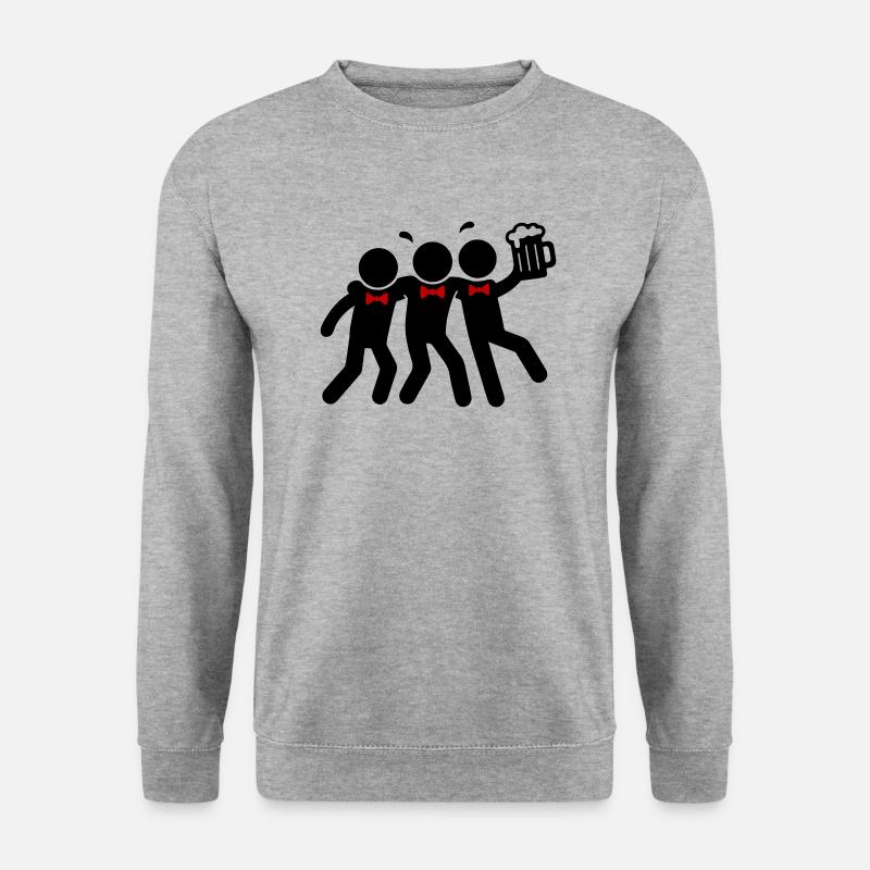 Strichmännchen Bachelor Party - Unisex Pullover - Weißgrau meliert