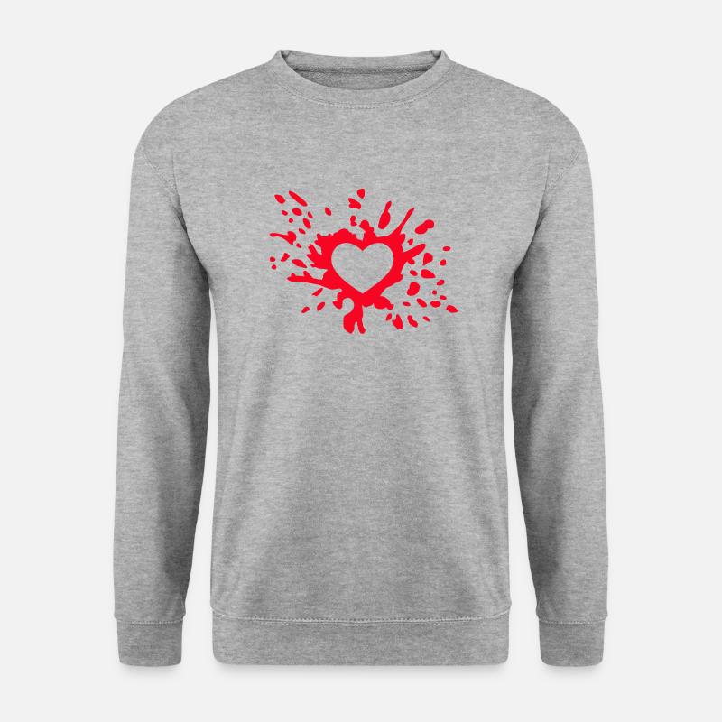 blutiges Herz - Unisex Pullover - Weißgrau meliert