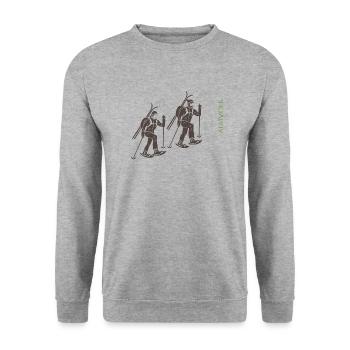 ALMVOLK Tourengeherpaar - Unisex Pullover - Weißgrau meliert - Vorne - Alina (178cm) & Michal (187cm)