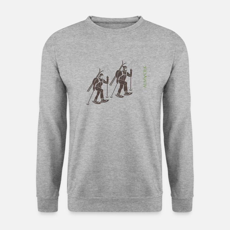 ALMVOLK Tourengeherpaar - Unisex Pullover - Weißgrau meliert