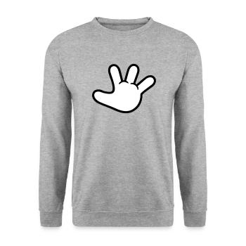stop hand (2c) - Sweat-shirt Unisexe - gris chiné - Devant - Alina (178cm) & Michal (187cm)