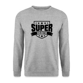Super Soldatin - Unisex Pullover - Weißgrau meliert - Vorne - Alina (178cm) & Michal (187cm)