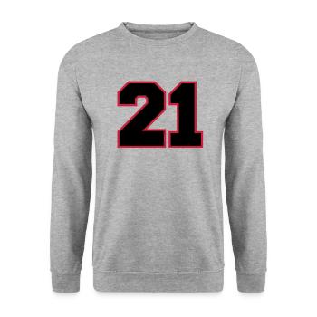 number21 - Sweat-shirt Unisexe - gris chiné - Devant - Alina (178cm) & Michal (187cm)