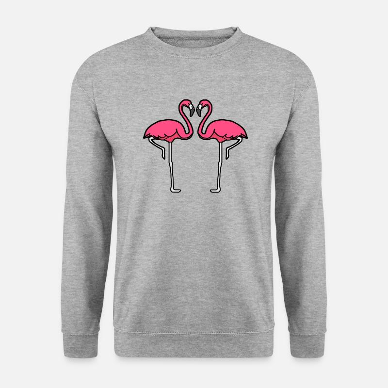flamingo love pink vogel geschenk pink tier herz - Unisex Pullover - Weißgrau meliert
