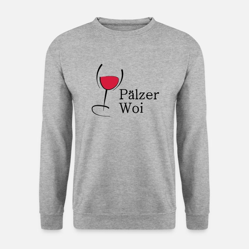 Pälzer Woi Weinglas - Unisex Pullover - Weißgrau meliert