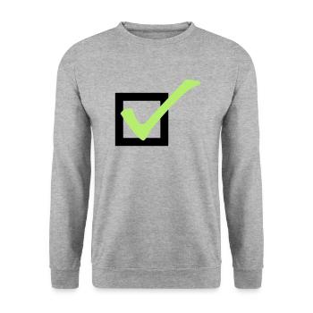 check - Unisex Pullover - Weißgrau meliert - Vorne - Alina (178cm) & Michal (187cm)