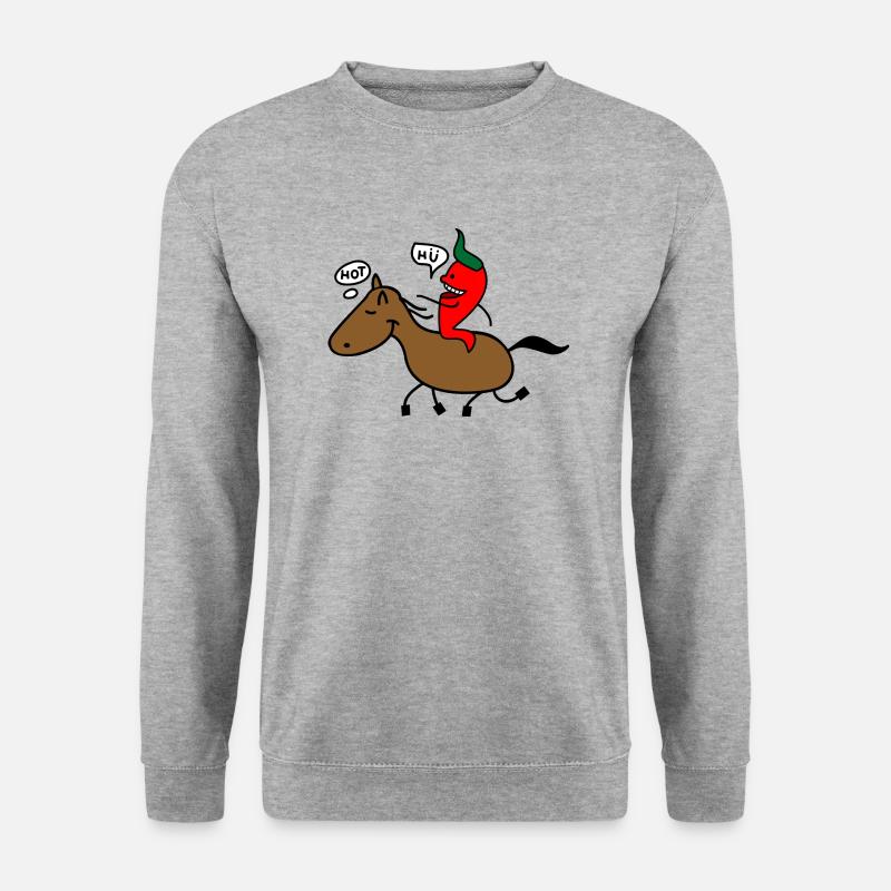 Pferd und Chilli - Unisex Pullover - Weißgrau meliert