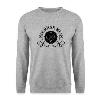 nie ohne mein team - Unisex Pullover - Weißgrau meliert - Vorne - Alina (178cm) & Michal (187cm)