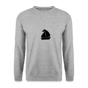 Kleines Strich Boot Boat Segeln - Unisex Pullover - Weißgrau meliert - Vorne - Alina (178cm) & Michal (187cm)