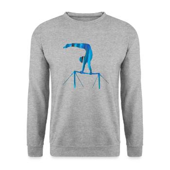 turnerin, sportlerin,graffiti ,stufenbarren,turnen - Unisex Pullover - Weißgrau meliert - Vorne - Alina (178cm) & Michal (187cm)