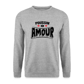 Poussin d'amour - Sweat-shirt Unisexe - gris chiné - Devant - Alina (178cm) & Michal (187cm)