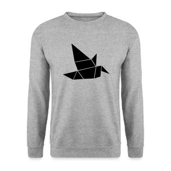 Origami Oiseau Colombe de la Paix Cadeau - Sweat-shirt Unisexe - gris chiné - Devant - Alina (178cm) & Michal (187cm)