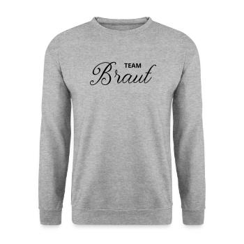 JGA - Frauen - Team Braut - Hochzeit - Unisex Pullover - Weißgrau meliert - Vorne - Alina (178cm) & Michal (187cm)