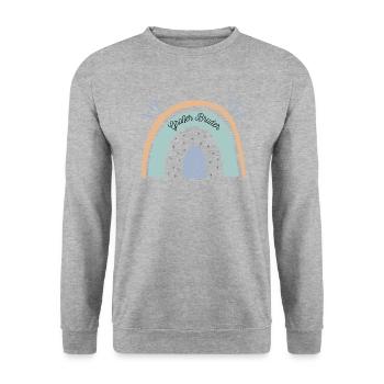 Großer Bruder Regenbogen - Unisex Pullover - Weißgrau meliert - Vorne - Alina (178cm) & Michal (187cm)