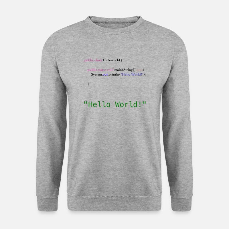 Hello World Code - Unisex Pullover - Weißgrau meliert