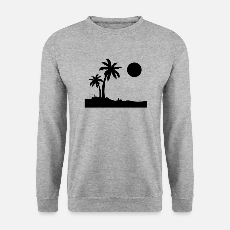Palmen Insel - Unisex Pullover - Weißgrau meliert