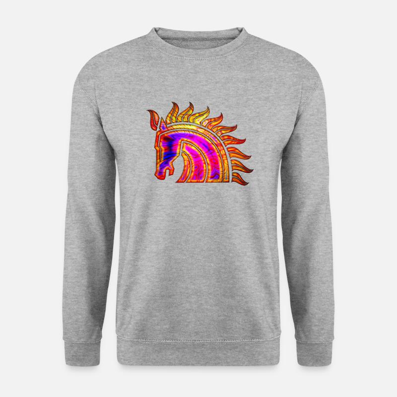 Pferd Nr. 1 - Design A - Unisex Pullover - Weißgrau meliert