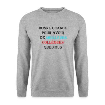 idée cadeau départ métier ou profession - Sweat-shirt Unisexe - gris chiné - Devant - Alina (178cm) & Michal (187cm)