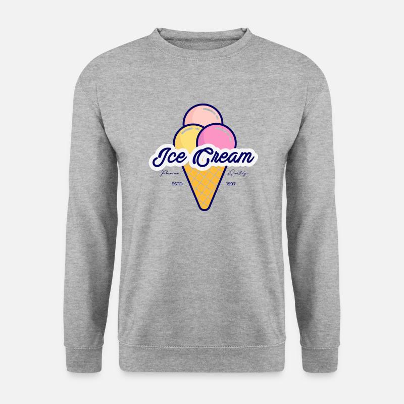 Eiswaffel, Retro - Unisex Pullover - Weißgrau meliert
