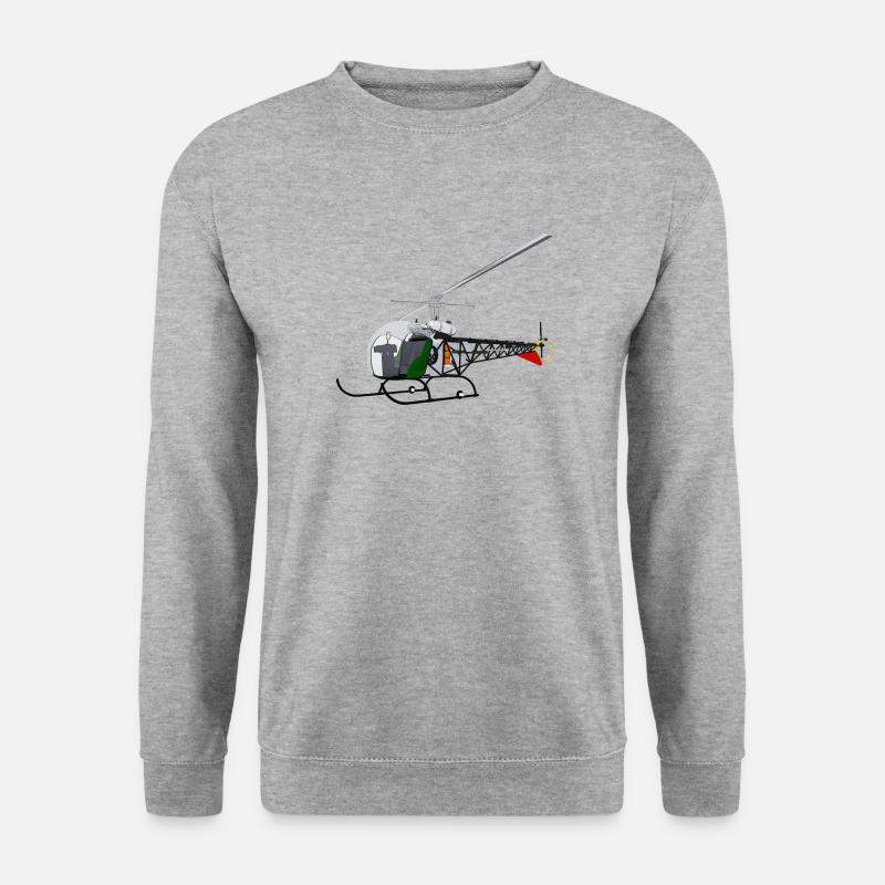 Hubschrauber, Helikopter - Unisex Pullover - Weißgrau meliert