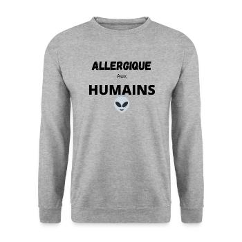ALLERGIQUE AUX HUMAINS - Sweat-shirt Unisexe - gris chiné - Devant - Alina (178cm) & Michal (187cm)
