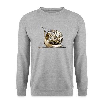 Schnecke - Unisex Pullover - Weißgrau meliert - Vorne - Alina (178cm) & Michal (187cm)