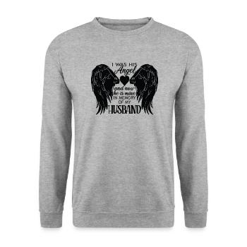 i was his angel now he is mine Husband - Unisex Sweatshirt - salt & pepper - Front - Alina (178cm) & Michal (187cm)