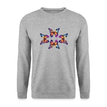 Magical butterflies - Unisex Pullover - Weißgrau meliert - Vorne - Alina (178cm) & Michal (187cm)