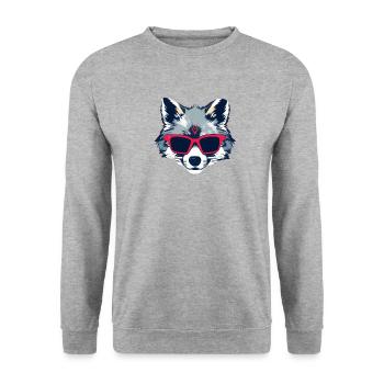 lustiger Wolf - Unisex Pullover - Weißgrau meliert - Vorne - Alina (178cm) & Michal (187cm)