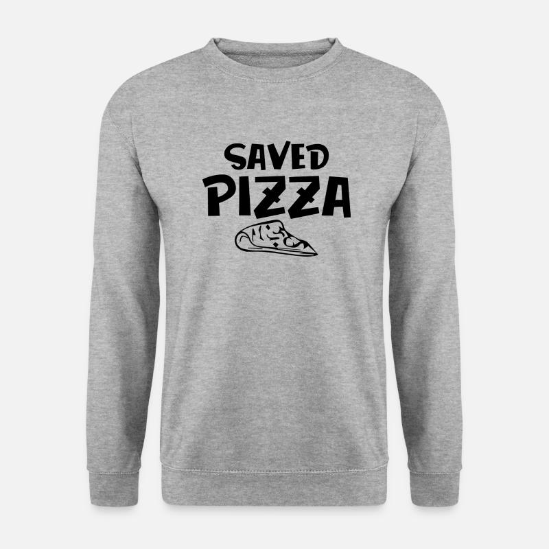 Saved Pizza Männer Bio - Unisex Pullover - Weißgrau meliert