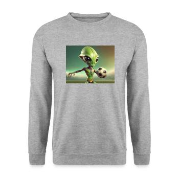 niedliche kleine grüne retro vintage alien jeden tag - Unisex Pullover - Weißgrau meliert - Vorne - Alina (178cm) & Michal (187cm)