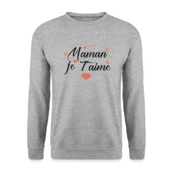 maman je t aime cadeau maman - Sweat-shirt Unisexe - gris chiné - Devant - Alina (178cm) & Michal (187cm)