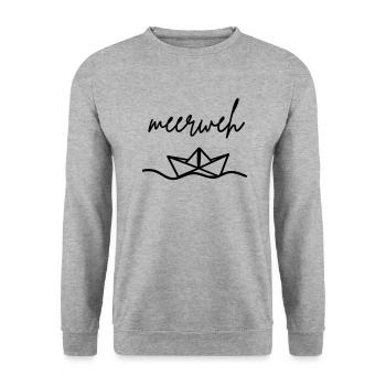 meerweh - Unisex Pullover - Weißgrau meliert - Vorne - Alina (178cm) & Michal (187cm)