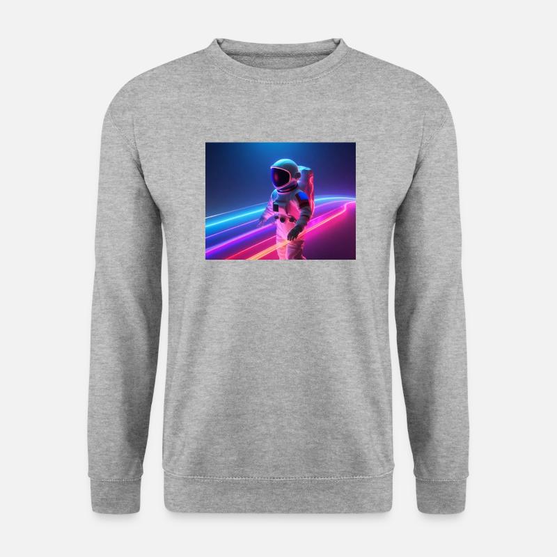 Astronaut regenbogen neon farben - Unisex Pullover - Weißgrau meliert