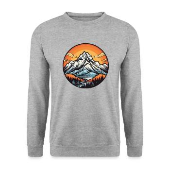 Mountains, Landscape, Circle - Unisex Sweatshirt - salt & pepper - Front - Alina (178cm) & Michal (187cm)