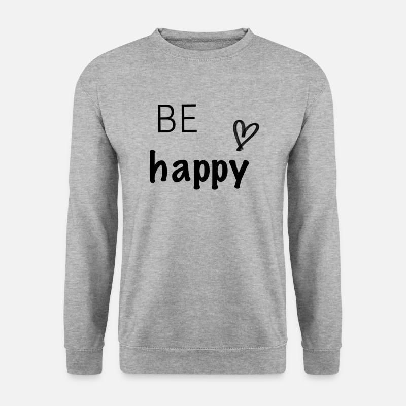 Be happy - Unisex Pullover - Weißgrau meliert