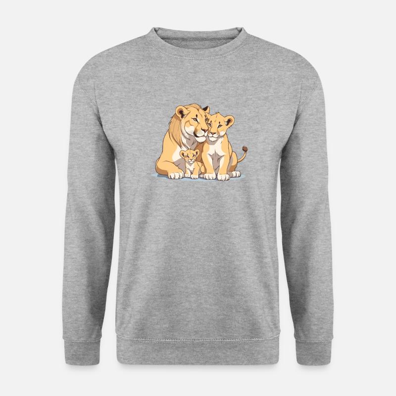 Löwenfamilie - Unisex Pullover - Weißgrau meliert