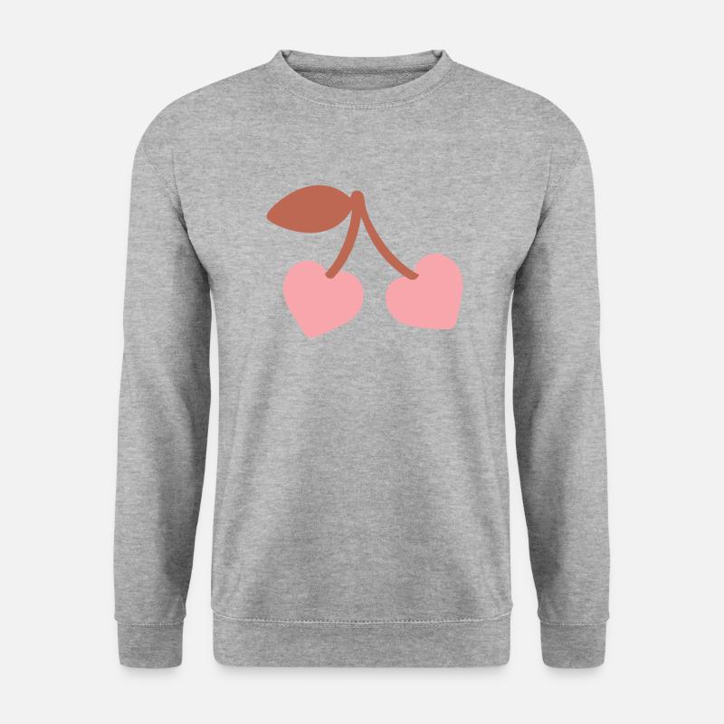 Herz Kirschen - Unisex Pullover - Weißgrau meliert
