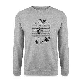Adler Music Sheet Music Cadeau - Sweat-shirt Unisexe - gris chiné - Devant - Alina (178cm) & Michal (187cm)