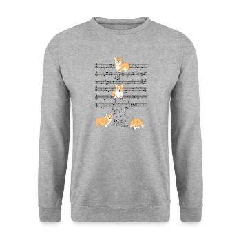 Corgi Dog Music Sheet Music Gift - Unisex Sweatshirt - salt & pepper - Front - Alina (178cm) & Michal (187cm)