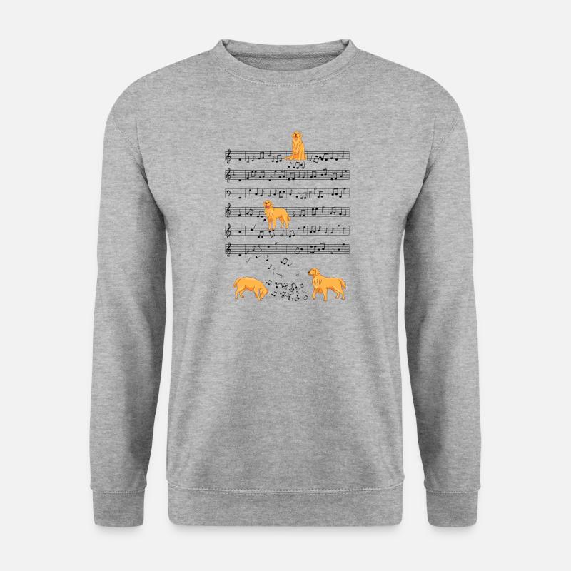 Golden Retriever Hund Musik Noten Geschen - Unisex Pullover - Weißgrau meliert