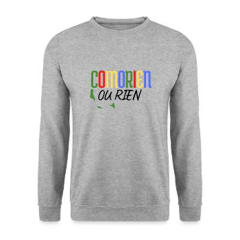 t-shirt comorien ou rien - Sweat-shirt Unisexe - gris chiné - Devant - Alina (178cm) & Michal (187cm)