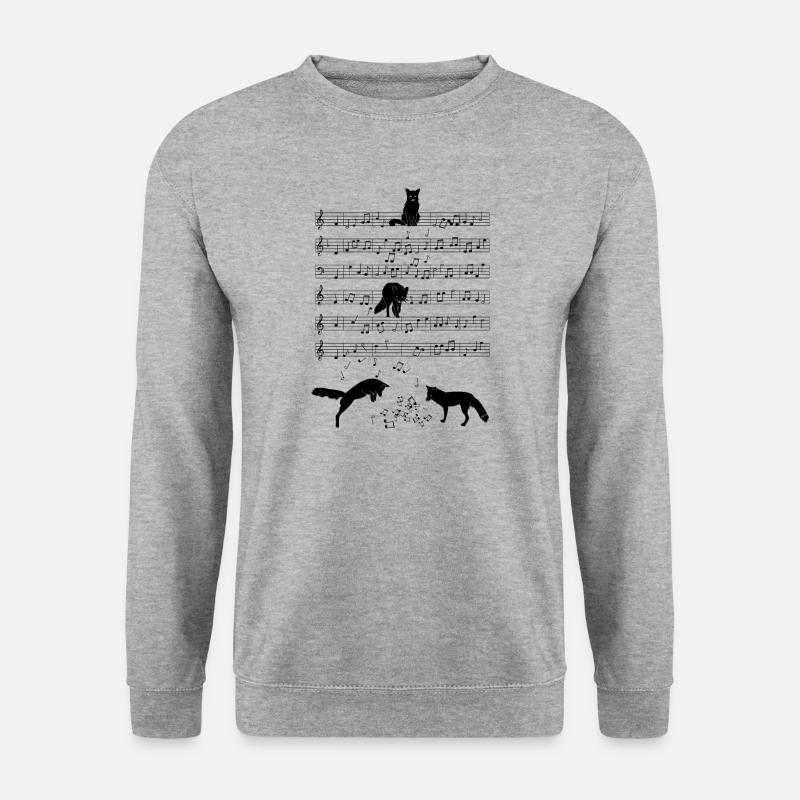 Fuchs Musik Noten Geschenk - Unisex Pullover - Weißgrau meliert
