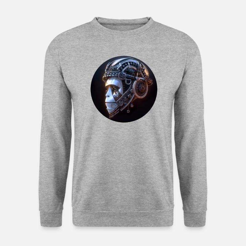 Skelettkopf - Gamer - Unisex Pullover - Weißgrau meliert